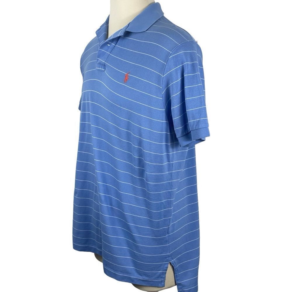 Men's Polo Ralph Lauren Blue & White‎ Striped Cotton Polo XL - Picture 3 of 5
